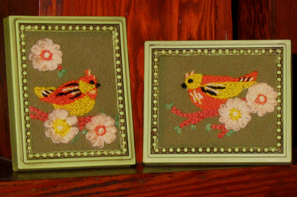 yarn embroidered birds