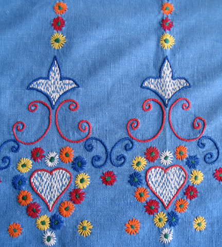 embroidered tablecloth detail