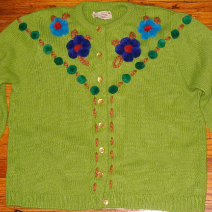 pom pom flower sweater