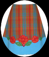plaid folk flower applique skirt