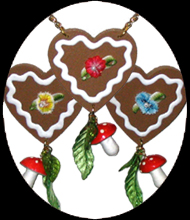 gingerbread heart necklace & brooch